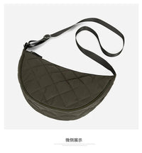 Waist Half Moon Belt Bag Solid Color Crossbody Bag Large Capacity Shoulder Bags Portable Nylon Plaid Travel Bags for Commuting Quick Pick Grocers