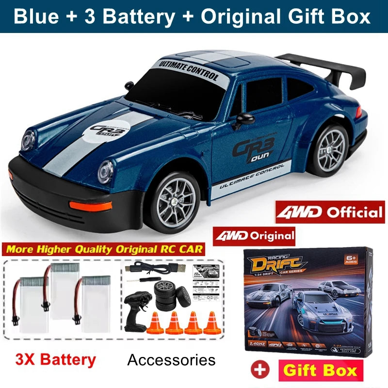 New 4WD Remote Control Drift Car Full Size 1:24 Mini Remote Control Racing Car Model 2.4G Radio High Speed RC Car Boy Toy Gift Econic Blanks