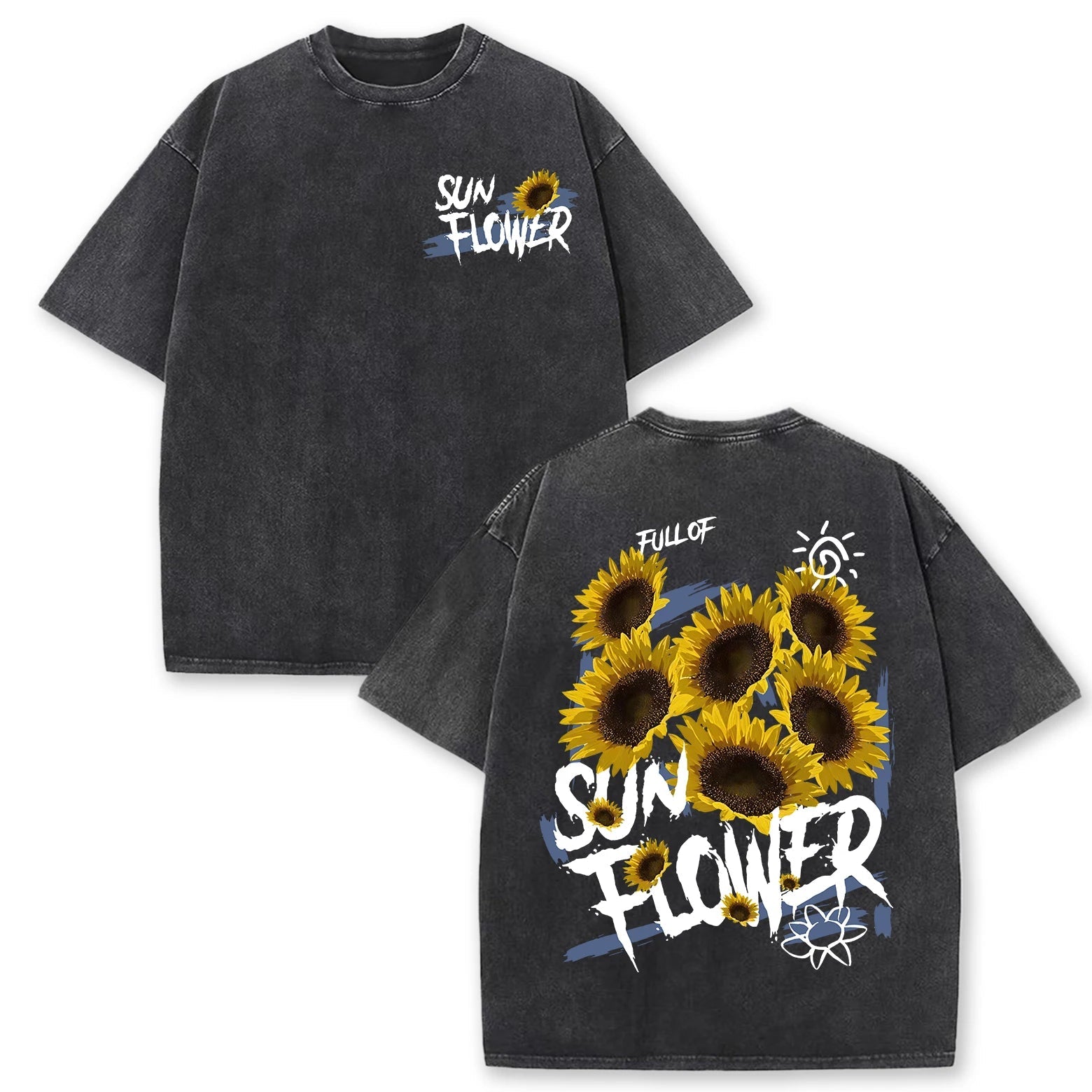 Lift Is Good Beautiful Sunflower Print Washed T Shirts Women Soft Cotton T-Shirt Street Creative Short Sleeve Summer Casual Tops Quick Pick Grocers