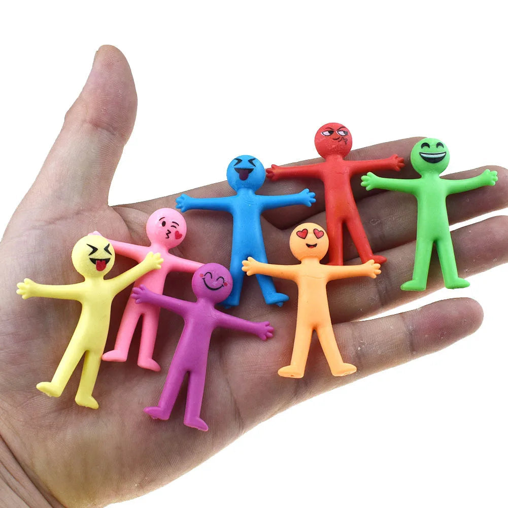 10Pcs Novelty Stretchy Stretch Toy Cute Colorful Yellow Stress Relief Stretchy Fidget Gifts TPR Soft Plastic Creative Doll Toy Econic Blanks