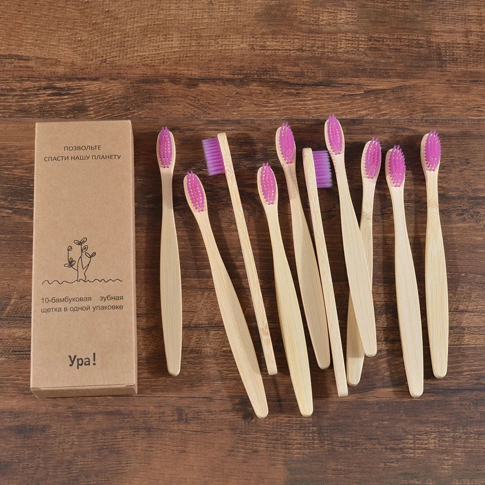 10Pcs Colorful Toothbrush Natural Bamboo Tooth Brush Sets Soft Bristle Charcoal Teeth Eco Bamboo Toothbrushes Dental Oral Care Econic Blanks