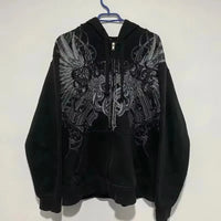 American Y2K New Fashion Trend Fleece Padded Zipper Hoodie Women Street Hip Hop Joker Loose Sweatshirt Couple Casual Punk Hoodie Econic Blanks