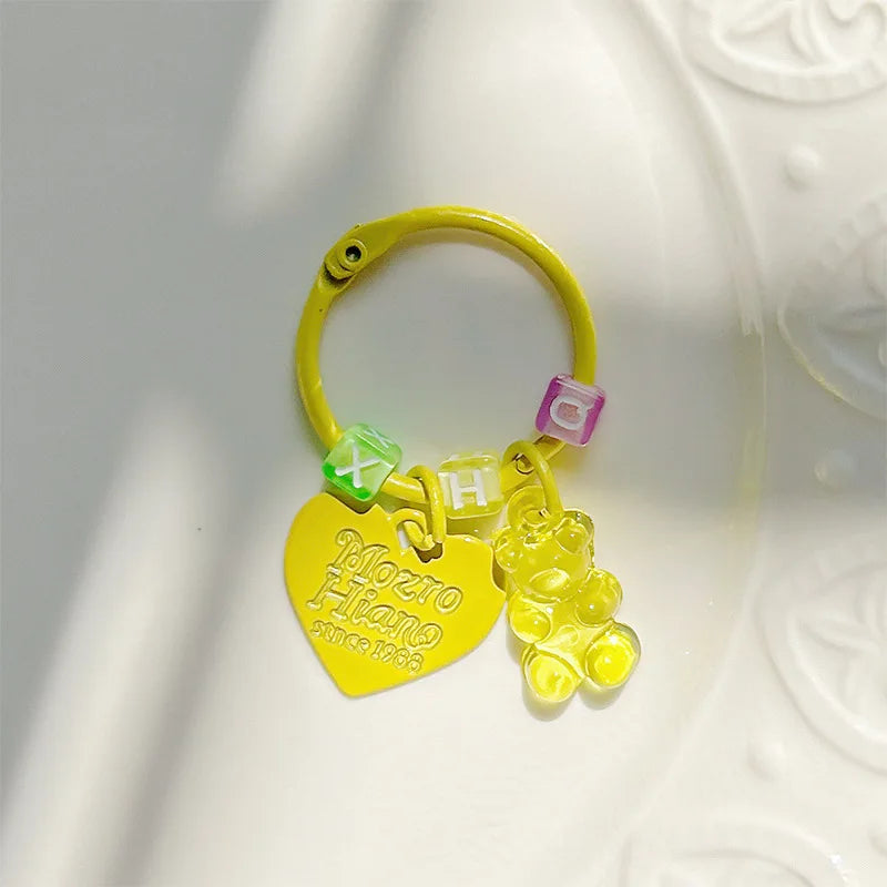 10pcs Metal Keyrings Buckle With Stars Bear Pendant Colored Keychain For Diy Jewelry Making Key Ring Accessories Wholesale Econic Blanks