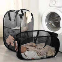1PC Horizontal Foldable Laundry Basket Mesh Cloth Breathable Laundry Hamper Home Accessories Large Capacity Storage Baskets Econic Blanks
