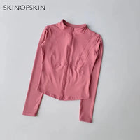 Outdoor Sports Long Sleeved Women Slim Yoga Clothes Quick Dry Zipper Cardigan Stand Up Collar Jacket Running Fitness Jacket Top Quick Pick Grocers