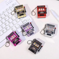 Mini Gambling Slot Machine Key Chains Creative Arcade Pocket Fruit Lucky Jackpot Gadget Antistress Toy Funny Games Keychain Ring Econic Blanks
