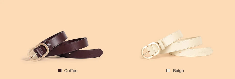 BEAUTODAY Belt Women Genuine Cow Leather Metal Oval Buckle Retro Simple Solid Ladies Jeans Dress Waistband Handmade 91012 Quick Pick Grocers