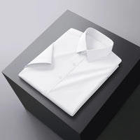 New Men's Business Casual Solid Color Short Sleeved Shirt for Summer Fashion No Ironing Comfortable and Versatile Top Quick Pick Grocers
