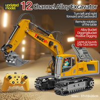 Alloy Remote Control Excavator Toy Car with Lights Sound Effect Electric Excavator Automobile Engineering Vehicle Children Gifts Econic Blanks