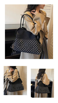 Brand Women's Shoulder Bag Y2k Fashion Sweet Polka Dot Handbag Korean Casual Versatile Leopard Print Brown Frosted Tote Bags Quick Pick Grocers