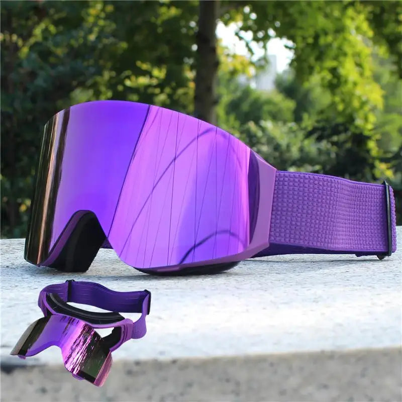 Magnetic Flip Cover Double Layer Anti-Fog Ski Goggles Snowboard Glasses Snowmobile Eyewear Outdoor Sports Optical Protection Quick Pick Grocers