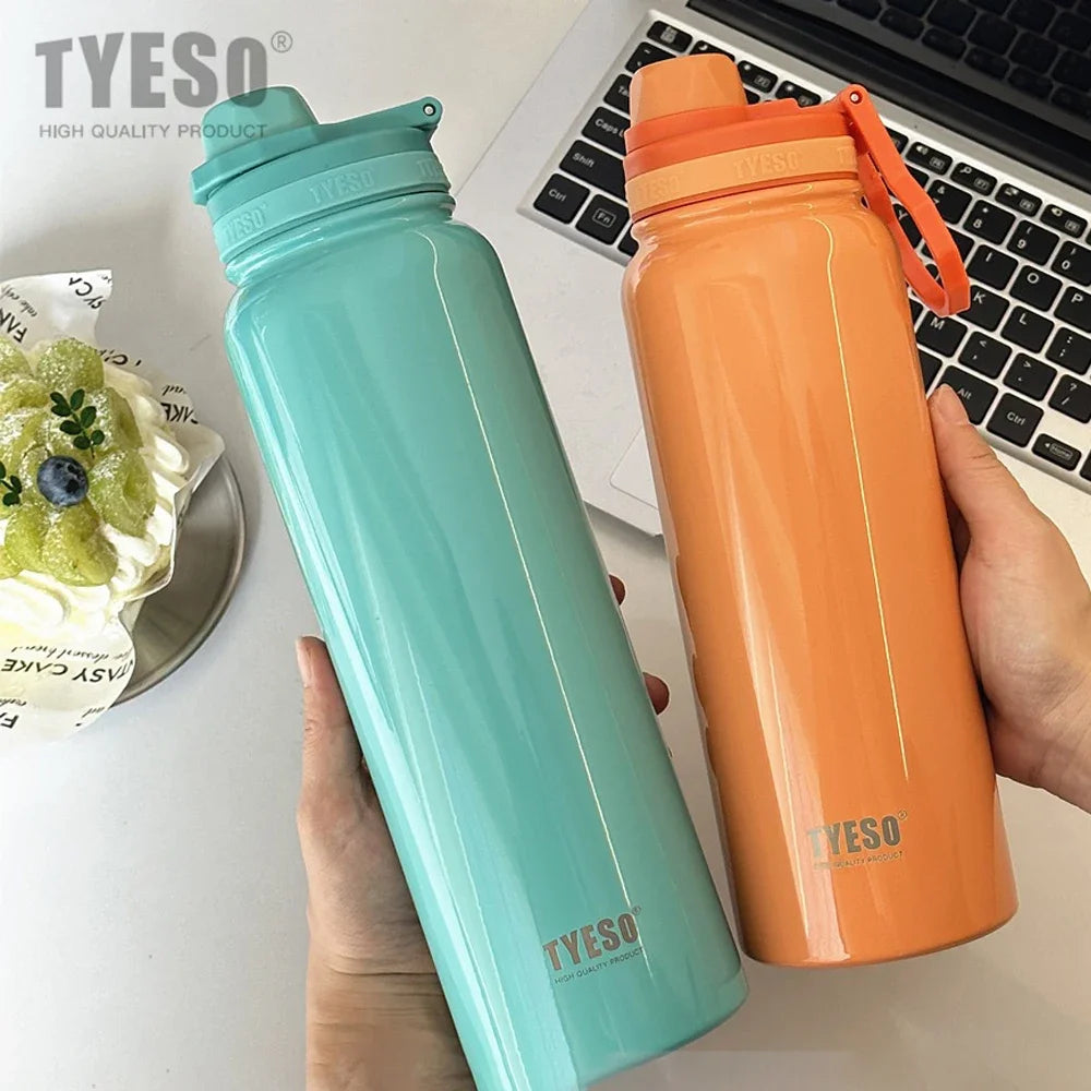 TYESO Stainless Steel Thermal Water Bottle Portable Tumbler Sport Vacuum Flask Keeps Cold and Heat Thermal Mug Car Insulated Cup Quick Pick Grocers