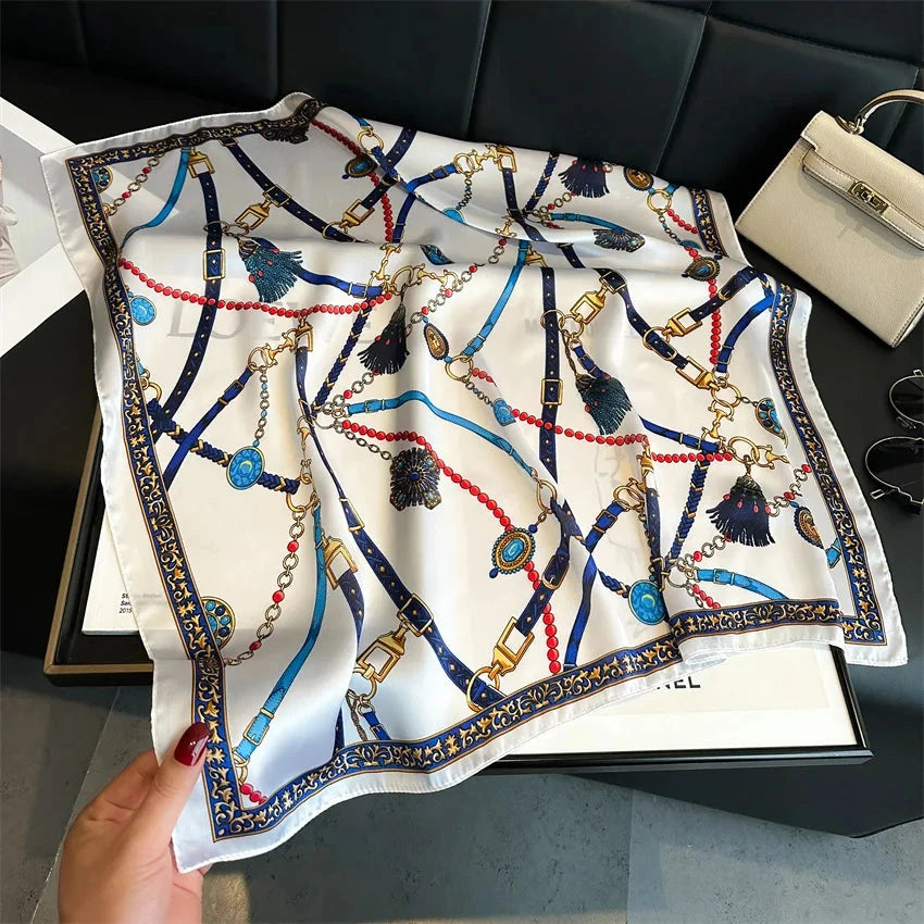 New Four Seasons Fashion Print Silk Square Scarf 70x70cm Fashionable Four Seasons Headband Luxury Sunscreen Shawl Bandannas Econic Blanks