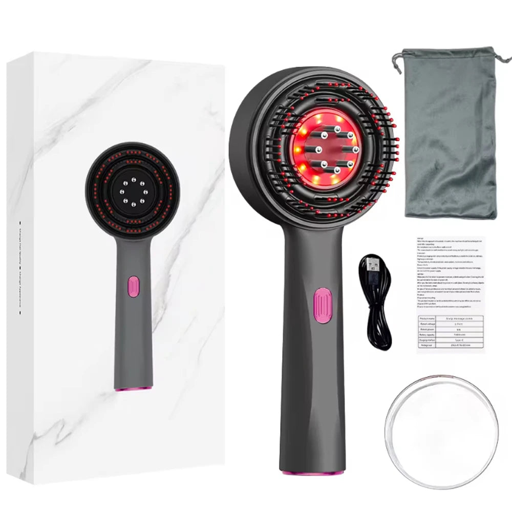 3 Modes Electric Vibration Massage Comb Red Light Therapy Hair Growth Massage Scalp Brush Oil Liquid Applicator Head Massager Quick Pick Grocers