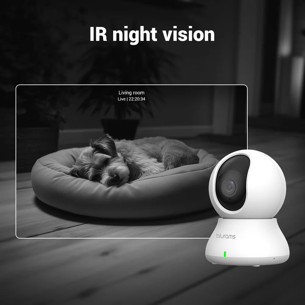 Blurams 2.4＆5G WiFi Indoor Camera, 2K, 360° PTZ Pet Dog IP CCTV Camera with Phone App, 2-Way Talk, Night Vision, for Home Securi Econic Blanks