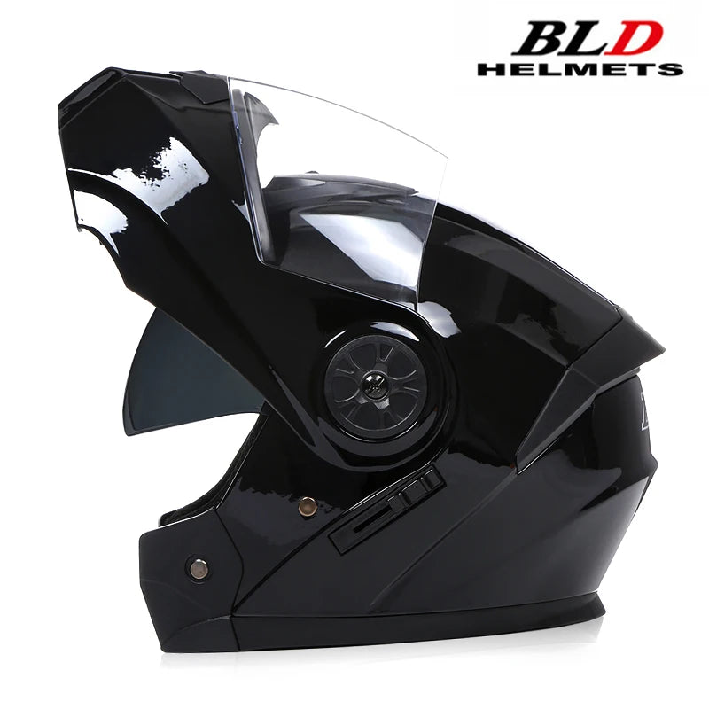 BLD Personalised Motorcycle Full Face Helmet Men Women Fashion Dual Lens Helmets Motocross Racing Modular Flip Up Casco Moto