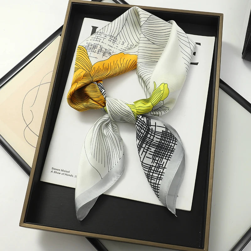 60Colors Luxury Scarf Women 70*70Cm Silk Feel Square Hair Wrapping Foulard Satin Shawl Big Size Head Bandana Hijab Handkerchief Quick Pick Grocers