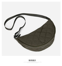Waist Half Moon Belt Bag Solid Color Crossbody Bag Large Capacity Shoulder Bags Portable Nylon Plaid Travel Bags for Commuting Quick Pick Grocers