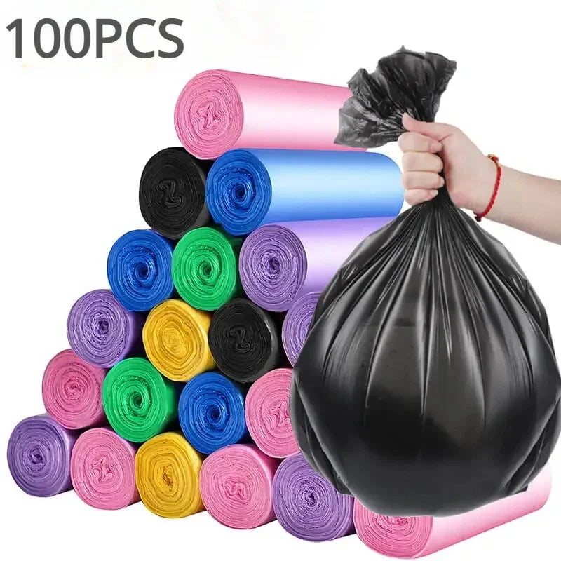100PCS Mixed Color Thicken Disposable Garbage Bags Kitchen Storage Trash Can Liner Bags Protect Privacy Plastic Waste Bag Econic Blanks