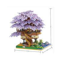 Pink cherry tree house building micro-particle building block classic model girl series difficult assembly toys Purest Peak Salt
