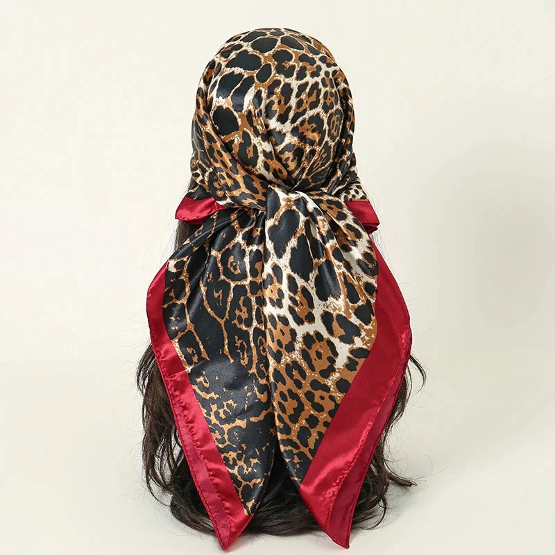Satin Square Scarf Women Muslim Hijab Elegant 2025 Print Silk Neckerchief Shawl Wraps Headband Handle Hair Accessories Bandana Econic Blanks