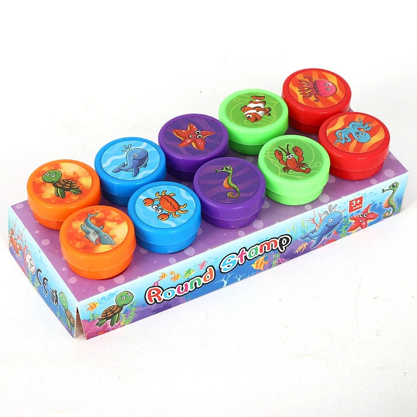 10pcs Assorted Stamps for Kids Self-ink Stamps Children Toy Stamps Smiley Face Seal Scrapbooking DIY Painting Photo Album Decor Quick Pick Grocers