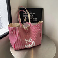 Casual Large Stripe Women's Shoulder Bag 2025 New Fashion Commuter Tote Bag High Capaci Canvas Handbag for Youth bolso mujer Quick Pick Grocers