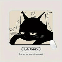 Black Cat Illustration Mouse Pad Small Office Table Mats Computer Accessories Washable Non-slip Rubber with Precision Lock Edge Quick Pick Grocers