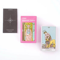 Pink Border Tarot Card Deck with Guidebook 78Pcs English Version Family Gathering Divination Deck Board Game Cards 10.3*6cm Econic Blanks