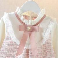 Long Sleeved Baby Girl Dress With Spring And Autumn Bow Lace Splicing Small Plaid Sweet Long Sleeved Dress Econic Blanks