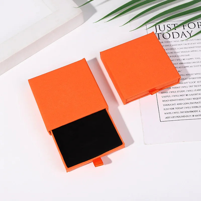 10pcs 8x8x1.7cm Kraft Paper Drawer Travel Jewelry Packaging Box Greeting Card Necklace Bracelet Earrings Gift Organizer Case Box Purest Peak