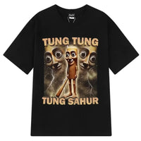 Tung Sahur Graphic Printed T-Shirt Men Summer Casual Loose Fashion Funny Round Neck Short Sleeve Tops Clothing T-shirt Unisex Quick Pick Grocers