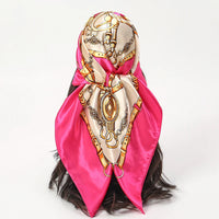 Handkerchiefs Hair Silk Scarf 90*90cm Print Satin Big Square Silk Scarves Shawls for Women Luxury Brand Designer Hijab Headband Quick Pick Grocers