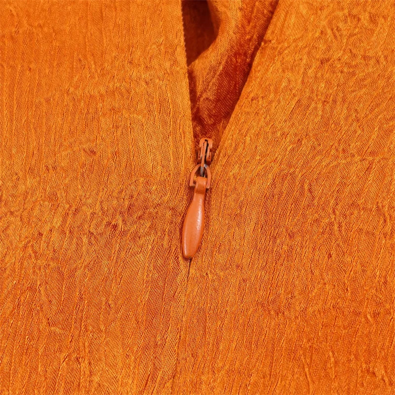 Women's Top 2026 Spring New Style Orange Sleeveless Satin Texture Long Ribbon Top Elegant and Stylish Unique Fashion Focus Quick Pick Grocers