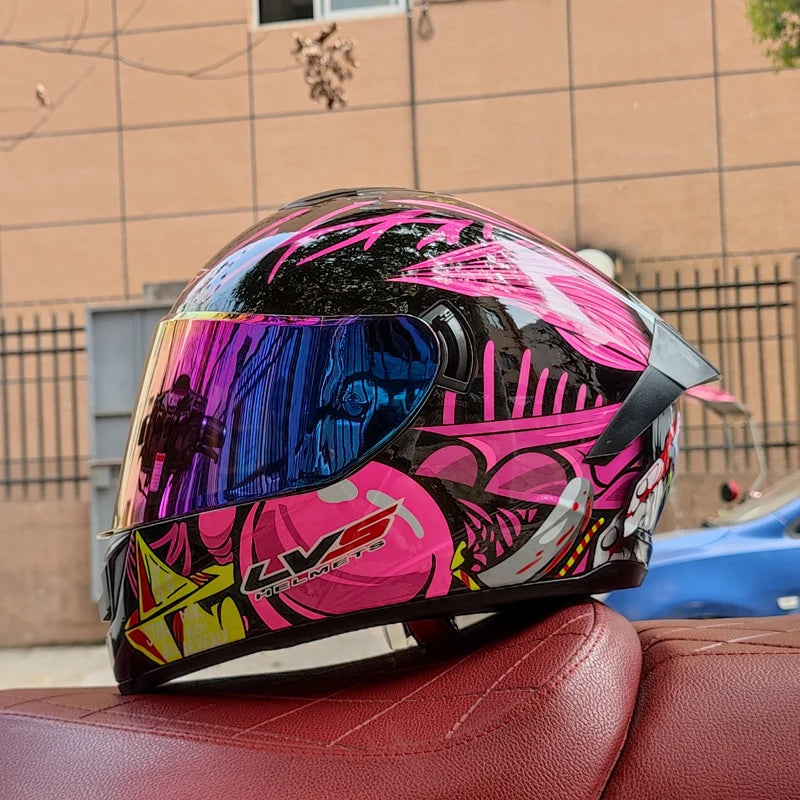Full Face Racing Helmets Winter Warm Double Visor Motorcycle Helmet Motorbike Sports helmet LVS-701