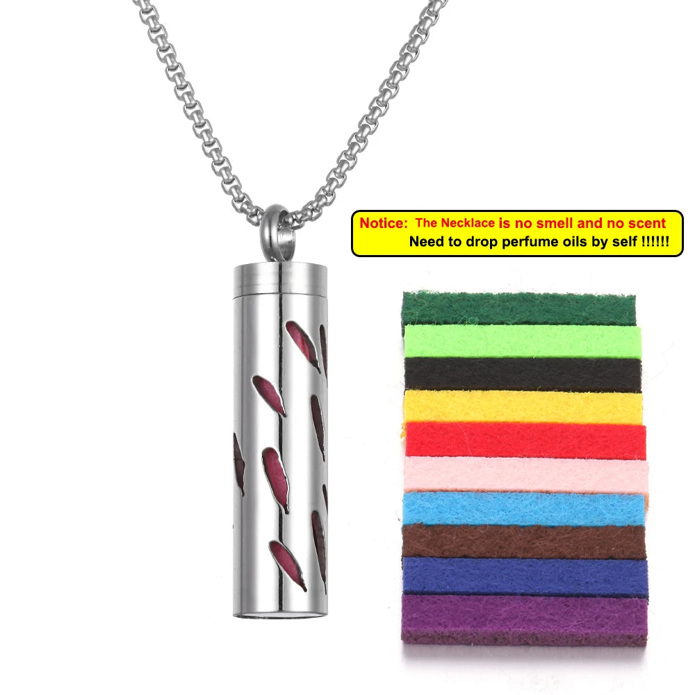 Long Strip Stainless Steel Aromatherapy Necklace Perfume Diffuser Essential Oil Diffuser Pendant Necklace Jewelry Accessories Econic Blanks