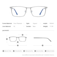 FONEX Titanium Glasses Frame Men Brand Design Square Eyewear Ultralight-Weight Japanese High-end Quality Eyeglasses Frames 85641 Econic Blanks