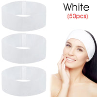 100/50/10pcs Disposable Spa Headbands Elastic Non-Woven Fabric Hair Bands for Women Makeup Soft Skin Care Esthetician Supplies Quick Pick Grocers