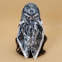 Satin Square Scarf Women Muslim Hijab Elegant 2025 Print Silk Neckerchief Shawl Wraps Headband Handle Hair Accessories Bandana Econic Blanks