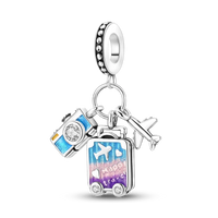 2025 Hot Sale Charms Bead 925 Sterling Silver Pink Butterfly Luminous Firefly Dangle Fit Bangle Bracelet Necklace DIY Jewelry Econic Blanks
