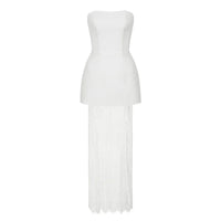 Tornova Strapless Lace Dress Sets Female Elegant Sexy Strap Vest High Waist Splice Long Skirt Ladies Slim Banquet 2 Pieces Set Quick Pick Grocers
