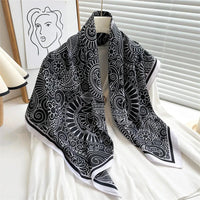 90*90Cm Square Scarf Twill Silk Feeling Women Head Shawls and Wraps Luxury Hair Tree Print Neck Scarves Hijab Bandana Pashmina Econic Blanks