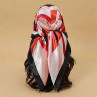 Satin Square Scarf Women Muslim Hijab Elegant 2025 Print Silk Neckerchief Shawl Wraps Headband Handle Hair Accessories Bandana Econic Blanks