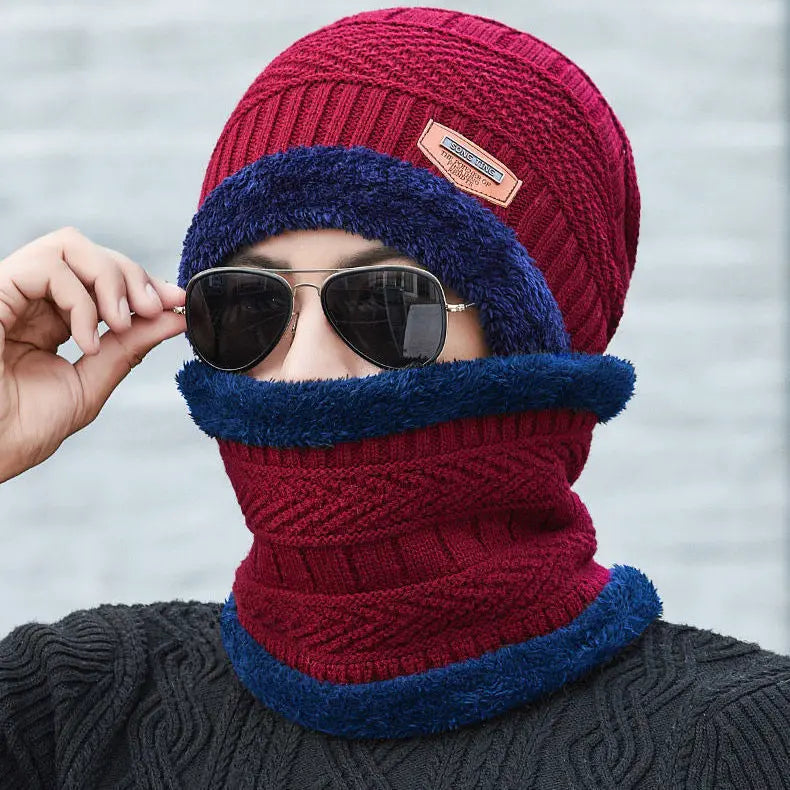 Winter Fleece Scarf Hats Thicken Plush Warm Beanies Wool Knit Caps Men Women Outdoor Cycling Ski Cold Protection Neck Mask Hat Quick Pick Grocers