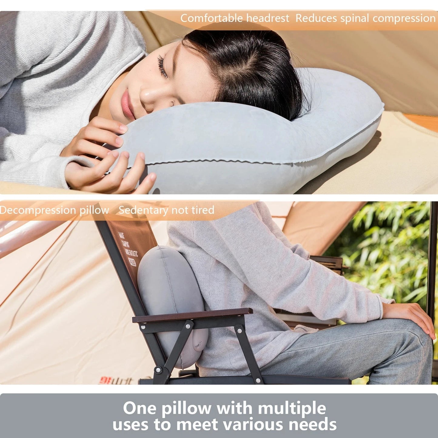 BISINNA Camping Inflatable Pillow Portable Ultralight Travel Hiking Air Sleeping Pillow for Neck and Lumbar Support Econic Blanks