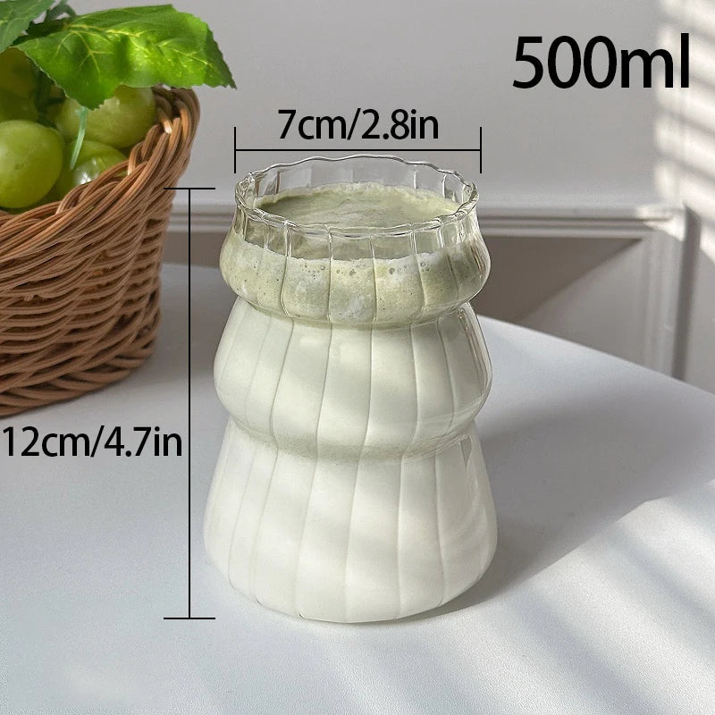 Transparant Drinking Glass Cup Creative Wave Shape Iced Coffee Tumbler Cup Juice Milk Tea Mug Drinkware Water Glasses Ripple Mug Quick Pick Grocers