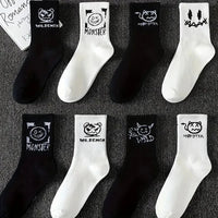 5/10 Pairs Men Women Graffiti Printed socks Street Style Soft Comfortable Sweat Absorbing Breathable Couple Sports Leisure Socks Quick Pick Grocers