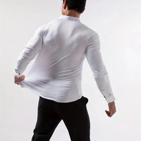 Premium Men's Ultra Stretch Dress Shirts Long Sleeve High Quality Business Formal Wrinkle-free Soft White Social Male Clothing Quick Pick Grocers