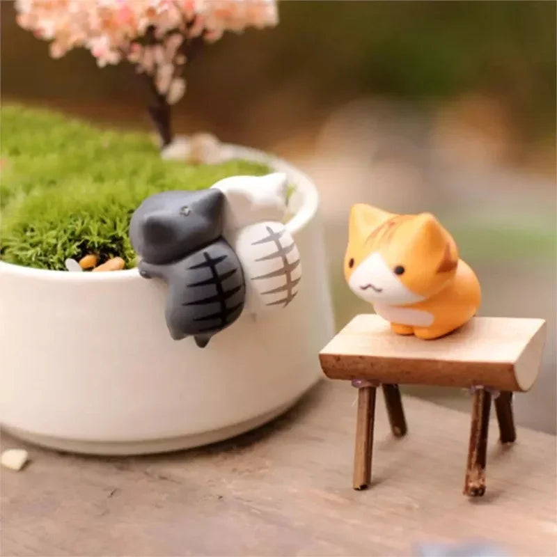 6Pcs/Set Cartoon Lucky Cat  Home Garden Bonsai Decorations Miniatures Gift Lovely Micro Landscape Kitten Miniature Craft Quick Pick Grocers