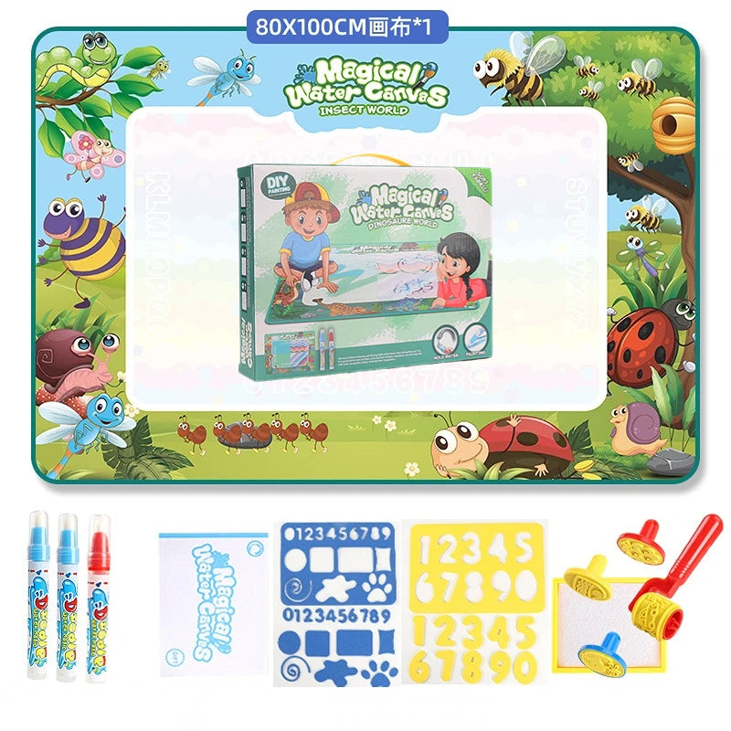 100x80CM Magic Water Drawing Mat Coloring Doodle With Reusable Magic Pens Montessori Painting Board Educational Toys Kids Gifts Econic Blanks